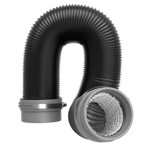 Divalune 75mm Flexible Air Duct Hose 2.5m with Easy-Fit Soft Connector 4-Layer PVC Aluminium Ventilation Ducting with 2 Clamps for Ventilation Exhaust Warm Air and Heater Ducting