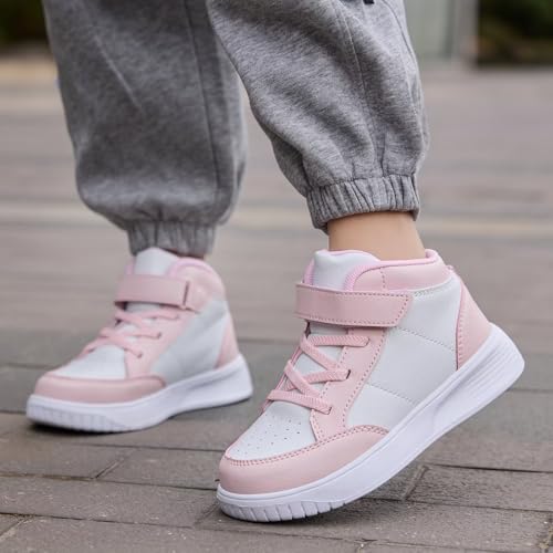 Image of Kids Sneakers Boys Running Shoes Girls High Top Casual Lightweight Classic Adjustable Strap Sneakers