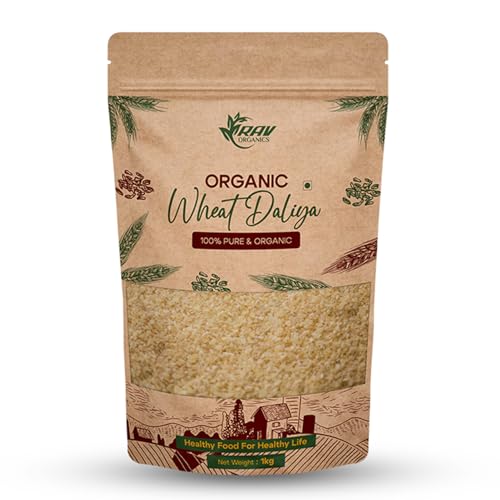 Image of RAV Organic NPOP Certified Organic Wheat daliya 1kg | Broken Whole Grain Daliya | Fibre & Protein Rich Gehu ka Dalia | Low GI Breakfast, Ideal for Porridge, Cereal & Meals | Broken Wheat Dalia for baby food | Non-GMO| Clean Lable | Full of Nutrients