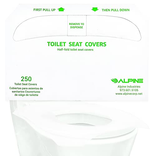 Alpine Industries Flushable Disposable Toilet Seat Covers - 250 Sheets Per Box - 3 Boxes - 750 Sheets