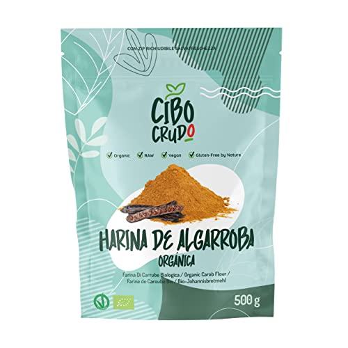 Harina de Algarroba Ecológica - 500g. Harina De Algarroba Sin Gluten Para Helados. Harina de Pulpa de Algarroba en Polvo. Raw Organic Carob Powder.