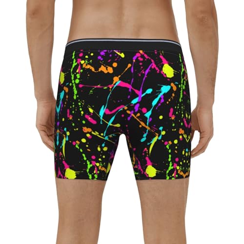 Glow In Dark Splatter Neon Men'S Boxer Briefs Soft Stretch Underwear Fashion Briefs For Men Teens4