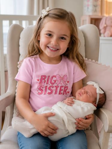 Image of Funnycokid Big Sister Shirts for Girls Pregnancy Announcement 1-7 Years