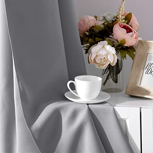 Homeideas Light Grey Blackout Curtains For Bedroom, Curtains 96 Inches Long 2 Panels Set Gray Room Darkening Curtains/Drapes, Soundproof Thermal Insulated Grommet Window Curtains For Living Room #TOP4