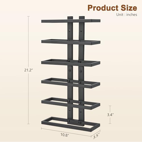 Image of Hoctieon 2-Set 6 Tier Wall Mount Wine Rack (12 Tiers), Wall Racks for Wine Bottles Display and Storage, Hanging Bottle Organizer for Living Room, Dining Room, Wine Cellar, Bar, Black