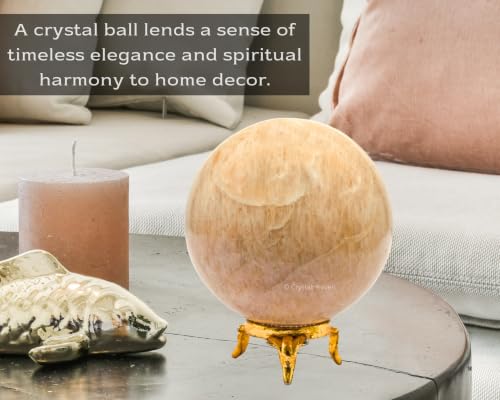 Image of Certified Cream Moonstone Crystal Ball for Meditation - Premium Crystal Vastu Items for Home and Feng Shui Items for Good Luck - Ideal for Pooja Supplies and Spiritual Practices (3 inch Inch)