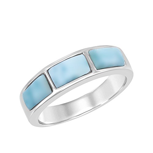 Beaux Bijoux Sterling Silver Larimar Band Ring-7