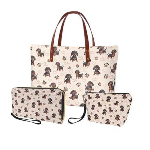 Image of Top Handle Purse for Women, Large Tote Handbag With PU Wallet Set, Gift for Mom