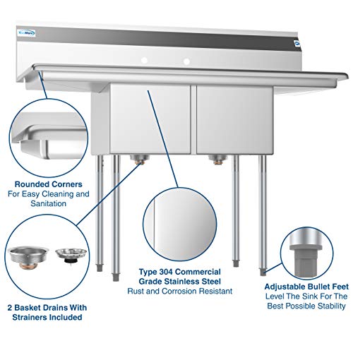 Koolmore SB141611-12B3 2 Compartment Stainless Steel Nsf Commercial Kitchen Prep & Utility Sink thumb #3