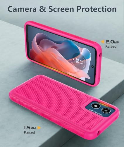 Image of FNTCASE for Moto G-Play 2024 Case: Dual Layer Non Slip Matte Shockproof | With Screen Protector, Military Grade Drop Protection, Anti-Scratch, Heavy Duty Protective Phone Cover, Daily Use, Pink