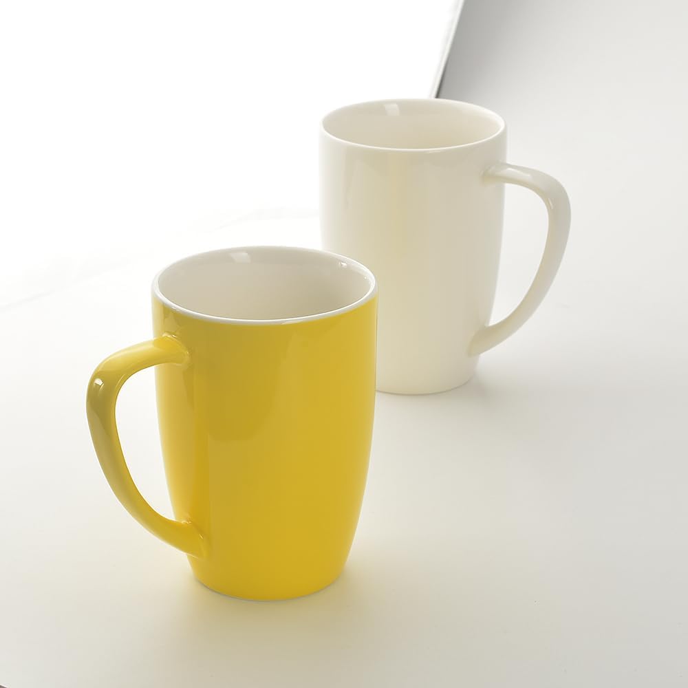 homEdge Porcelain Mug Set, 16 Ounces Cup for Tea, Latte, Mocha, Hot Chocolate, Set of 6, White - Image 4