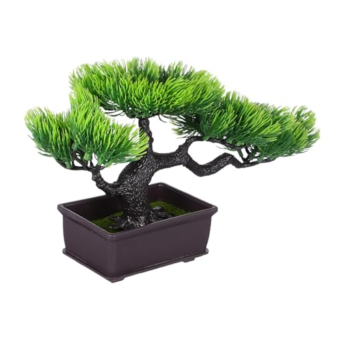 MERRYHAPY Planta Artificial Bonsái Simulada Pino Japonés Maceta Decorativa para Interiores Oficina Hogar Mesa Pequeña Planta Falsa sin Mantenimiento
