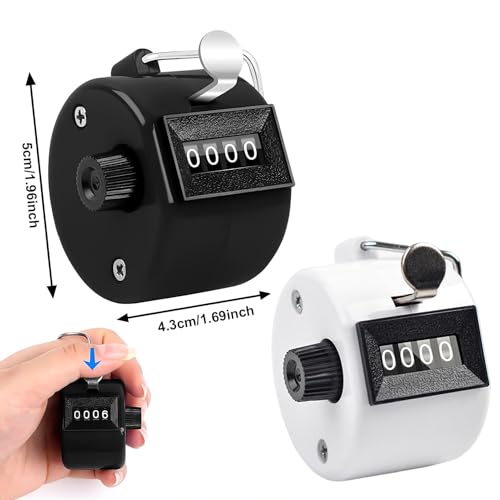 MagiSel Handzähler Zähler, 2 Stück Metall Zähler, Mechanischer Handzähler, Manuelle Klicker, 4 Stellige Zähler Fingerzähler, Mechanischer Handzähler für Personenzähler, Golf und Schule Sport