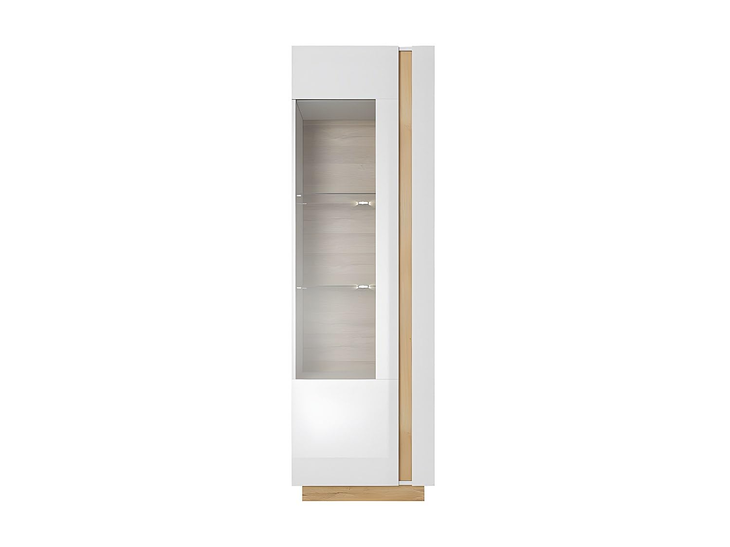 Vente-unique - Vetrina 1 anta con LED Bianco brillante e Rovere - MURARI