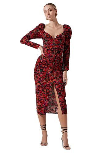 ASTR The Label Women's Jamila Dress, Red Orange Multi, Small