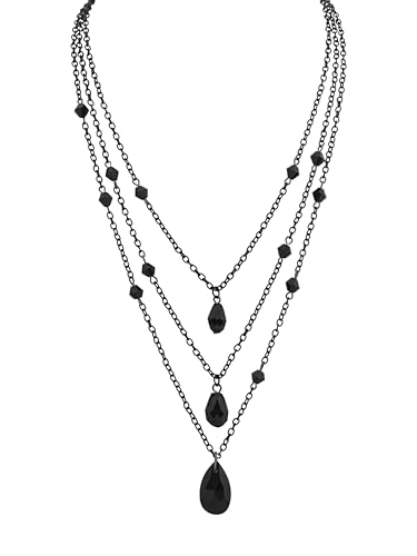 Sacina Layered Black Red Teardrop Choker Necklace, Gothic Emo Punk Grunge Necklace, Goth Jewelry, Christmas Jewelry Gift for Women