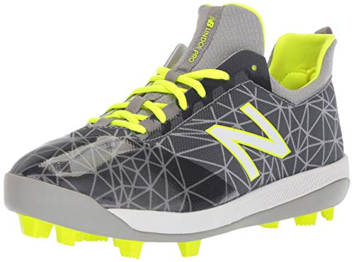 New Balance Kid's Lindor Pro Molded Baseball Shoe, Grey/hi-Liter, 6 M US Big