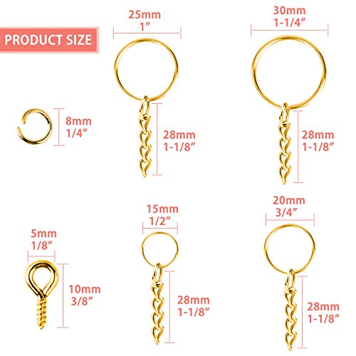 Shynek KCR-06 Key Ring With Chain, Shynek 360Pcs Gold Keychain Rings thumb #4