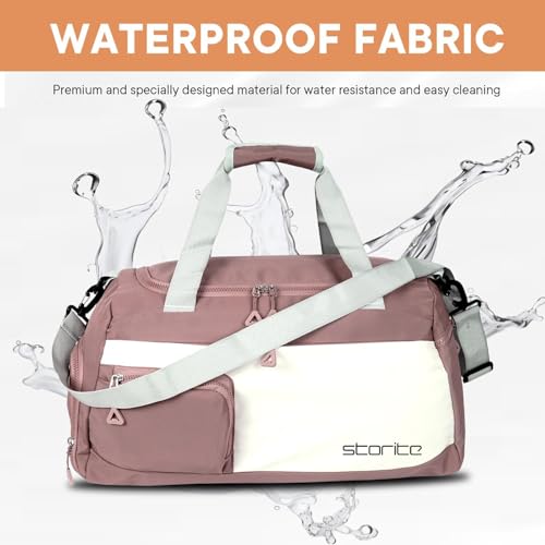 Storite Nylon 50 cms Imported Travel Duffle Bag Multi- Pocket Sports Shoulder Bag for Women with Wet Pocket & Shoe Compartment Weekender Overnight Travel Luggage Bag (Deep Pink - 50 x 25 x 27 Cm) 5 41AO6T aE8L