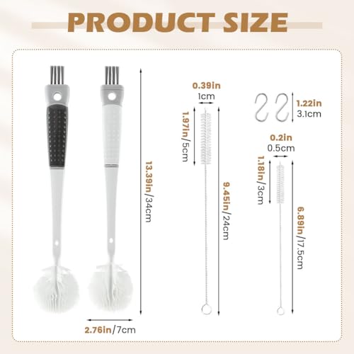Image of Bottle Brush Set,5-in-1 Water Bottle Cleaner Brush,Long Handle Bottle Cleaning Brush,Straw Brush for Stanley,Removable Nipple Brush,Detail Brush for Cup Lid Gap Cleaning Supplies
