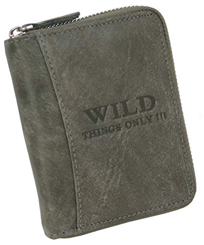 WILD THINGS ONLY !!! Portefeuille pour Homme en Cuir véritable avec Fermeture éclair et Protection RFID