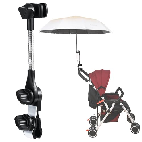 Image of nediea Umbrella Holder for Stroller, Baby Stroller Umbrella Attachment, Umbrellas Connector Clip to Handlebar, 360 Degree Adjustable Universal Clamp for Golf Cart,Wheelchair, Beach Chair,Fishing