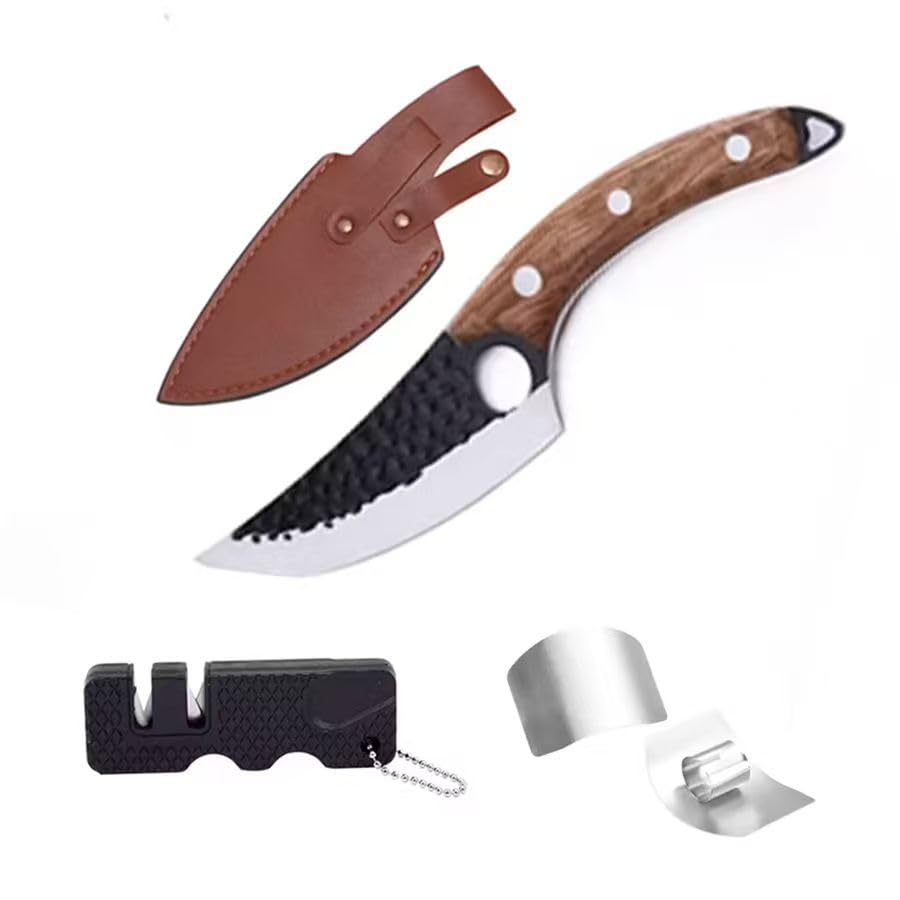 Rexhan Handmade Chef Knife, 6 Inch Ergonomic Japanese Knife, Kitchen Knives, Forged Full Tang, High Carbon Steel, Anti-Stick, Multipurpose Home Cooking Knives, Pakka Wood Handle, Professional Chefs