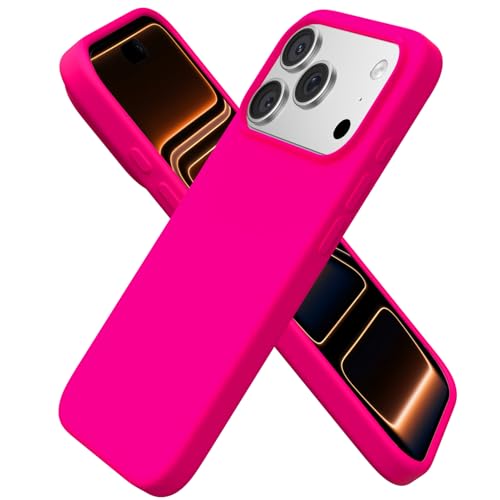 ORNARTO Compatible with iPhone 17 Pro Case 6.3", Slim Liquid Silicone 4 Layers Full Covered Soft Gel Rubber Shockproof Cover, Protective Phone Case for iPhone 17 Pro-Hot Pink