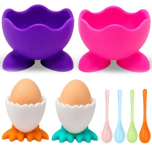 8PCS Novelty Colorful Egg Cup Holder for Boiled Eggs, Egg Cups Set, Kitchen Breakfast Stackable Egg Cup Collection The Egg Cup Holder Design Keeps Each Egg neatly in Place During Meals.Colorful Egg