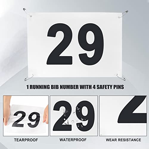 Echolife Running Bibs Competitor Number With Safety Pins, Tearproof Waterproof 5.9" X 7.9" For Marathon Races Events Sports Games (Number 1-100) #TOP2