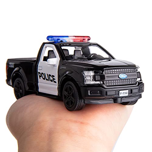 Bdtctk 1/36 Scale Compatible For Ford F150 Pickup Truck Police Car Model, Zinc Alloy Die-Cast Pull Back Vehicles Kid Toys For Boy Girl Gift (Black) #TOP4