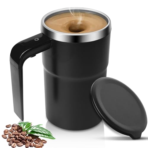 Tasse à Mélanger Automatique 380 ml avec Couvercle - Mélangeur Magnétique Rechargeable par USB, Lavable pour Café