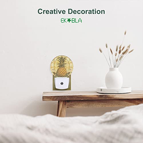 Image of EKOBLA Boho Pineapple Night Light, Summer Tropical Fruit Night Lights Plug Into Wall with Light Sensor for Bedroom, Kitchen and Home Decor