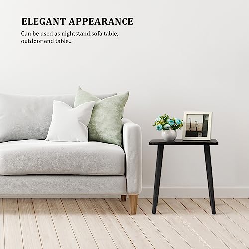 Image of FORAOFUR Black End Tables Set of 2, Modern Boho End Table for Living Room Bedroom, Small Side Table for Small Spaces with Stable Structure, Easy Assembly | 2 Pack Minimalist black finish, wood legs, fits sofa /bedroom /living, compact, lightweight, easy move, 5-min assembly
