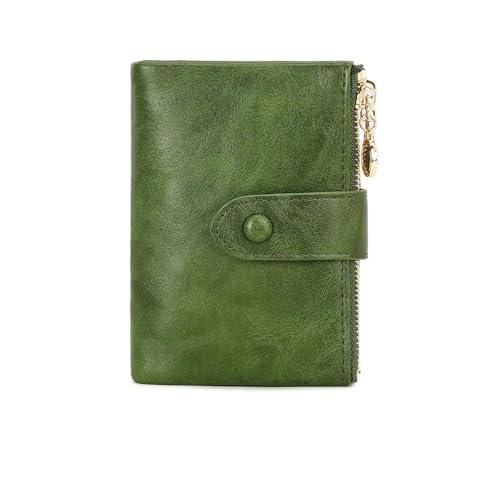 Simple Women'S Short Wallet Three Layer Large Capacity Double Zipper Card Holder Coin Purse-Qb347-Green