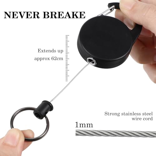 LLOUSSAK Chaveiro retrátil com fio de aço de 58 cm, chaveiro retrátil resistente, chaveiro retrátil