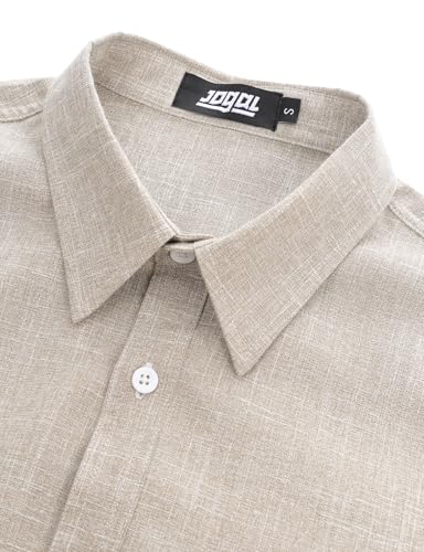 JOGAL Mens Chambray Shirts Long Sleeve Button Down Work Shirts Regular Fit Casual Shirt with Two Pockets3