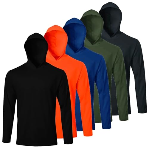 LeeHanTon Mens Athletic Outdoor Shirts with Hood Moisture Wicking Quick Dry Long Sleeve Uv Shirts...