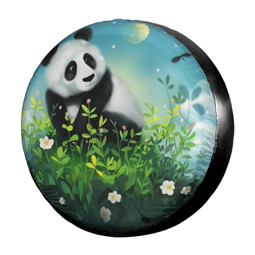 Image of Dujiea Panda with Earth Globe Spare Tire Cover, Universal Wheel Tire Cover Waterproof Dust-Proof Tire Protectors for Trailer Rv SUV Truck Camper and Many Vehicle 14 15 16 17 Inch