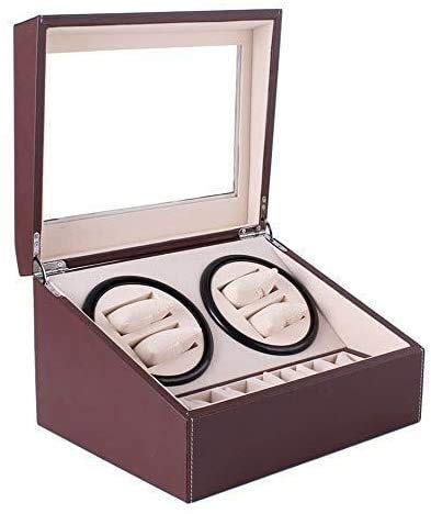 Expositor Automático para 4+6 Relojes, con Almacenamiento De Cuero, Pintura De Piano, Negro Brillante, De Lujo, con Motor Silencioso Y Rotación De Relojes.