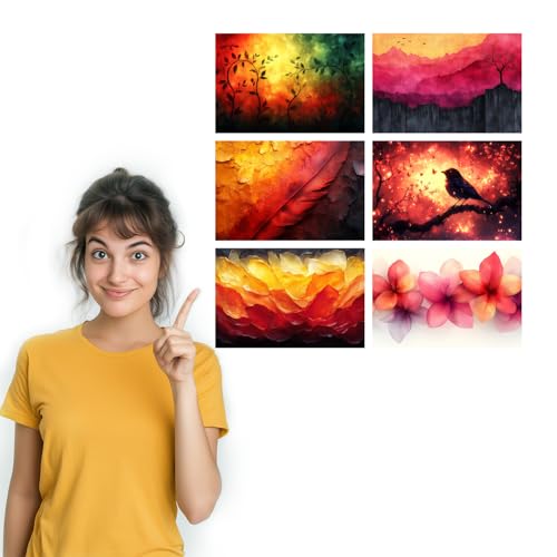 Image of SiddArtify Abstract Nature Wall Art Prints Set - Modern Landscape Poster Decor for Living Room Bedroom Office - 8x12 Sticker Pack of 6