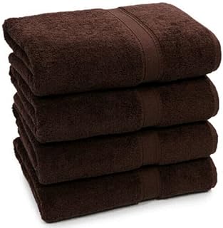Nausha Pack of 4 Bath Towels 100% Egyptian Cotton Towels Set Super Soft and Highly Absorbent Towels 500 GSM (Chocolate Brown)