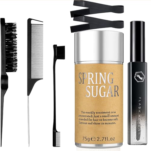 7 Pcs Hair Wax and Edge Control Set for Women - Flyaway Styling Products Includes Wax Stick, Hair Finishing Stick, Comb, Elastic Bands for Wig Edges