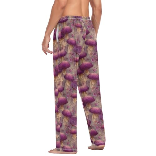 Aflyko Ocean Men's Pajama Pants Jellyfish Purple Floral Pjs Sleepwear Bottoms3