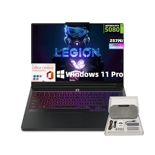 Lenovo Legion Pro 7i Gaming Laptop, NVIDIA GeForce RTX 5080 16GB GDDR7, Ultra 9 24-Core (Up to 2.7 GHz), 16'' 2560x1600 240 Hz OLED Display, Windows 11 Pro, Office Pro Lifetime (64GB DDR5 | 1TB SSD)