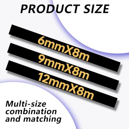 Acmerota TZe-334 TZe-324 TZe-314 12/9/6mm*8m Replace for Brother TZe-334 Laminated Gold on Black for Brother P-Touch PT-H110 H107B H100LB D400 H200 1000 E100 D600 PT-D210 PT-H100 PTD400AD - Image 2