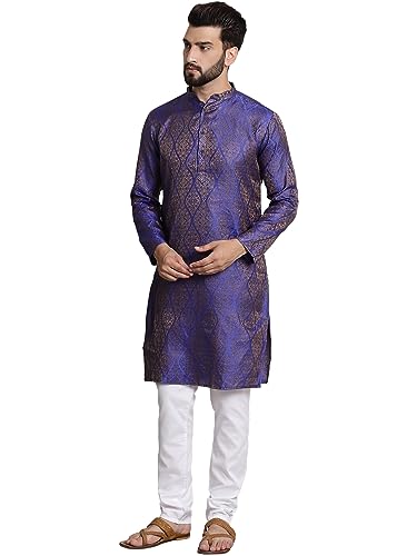 Image of SOJANYA (Since 1958 Men's Silk Blend self Design Kurta and Churidar Pyjama Set