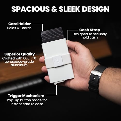 Image of CODE 118 Wallet for Men - Slim Minimalist Aluminum Smart Wallet with RFID Blocking - Compact cash and Credit card holder with Pop Up Ejector (Classic, Glow)