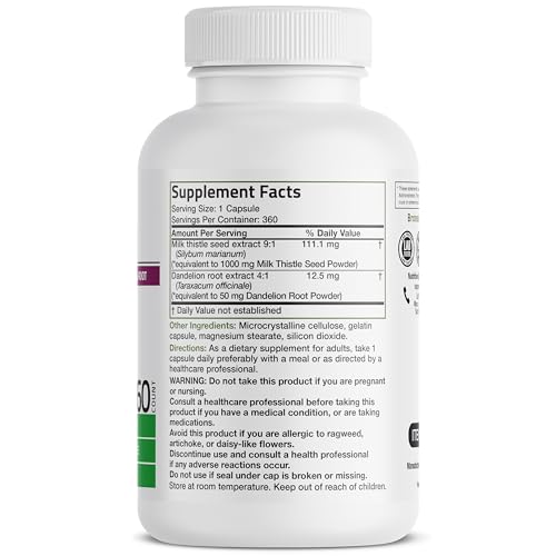 Bronson 792-360 Milk Thistle Silymarin Marianum & Dandelion Root Liver Health Support, Antioxidant Support thumb #1