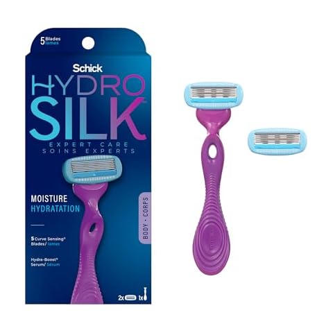 Schick Hydro Silk Moisture Women's Razor | 5-Blade Razor for Women | Moisturizing Razor for Women | 1 Handle & 2 Razor Blade Refills Cover